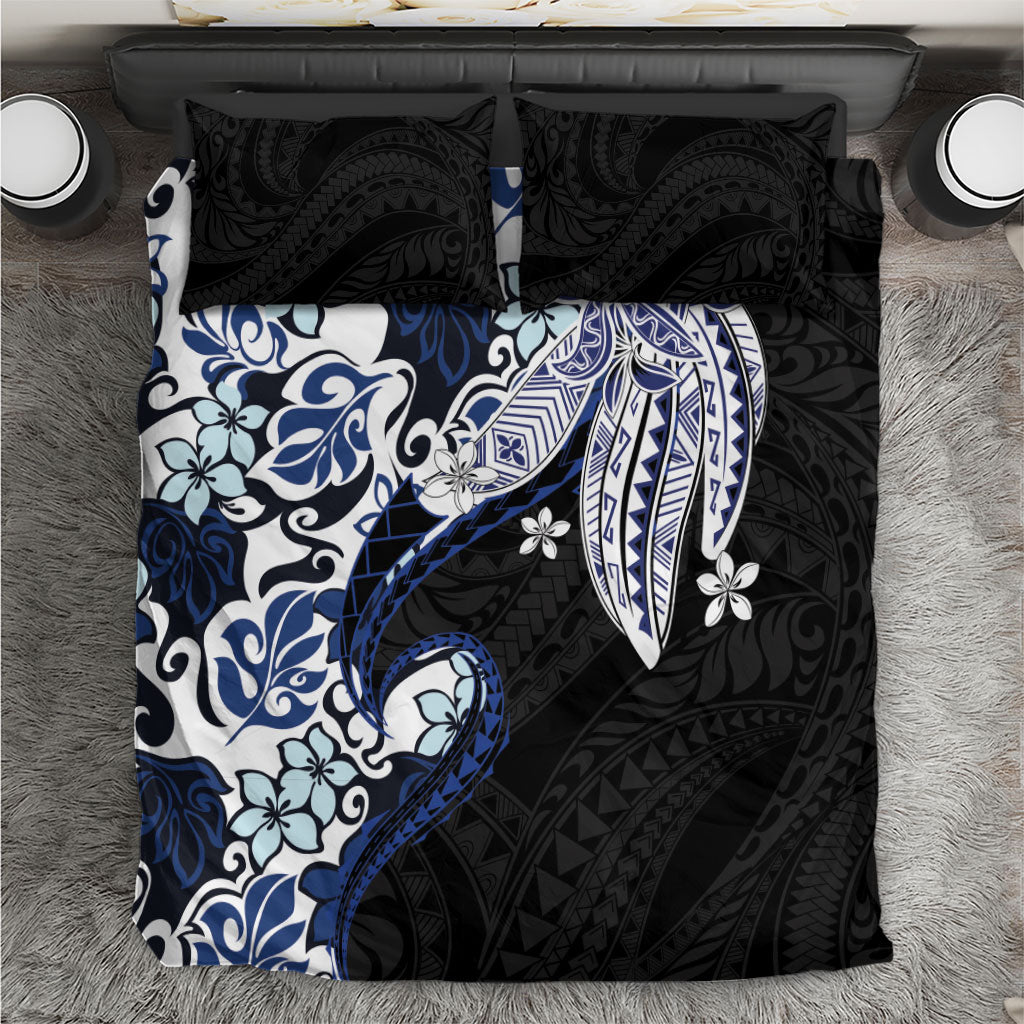 Monstera Plumeria Flowers Blue Bedding Set Polynesian Pattern LT01 Blue - Polynesian Pride