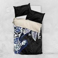 Monstera Plumeria Flowers Blue Bedding Set Polynesian Pattern LT01 US Twin 172cm x 218cm Blue - Polynesian Pride