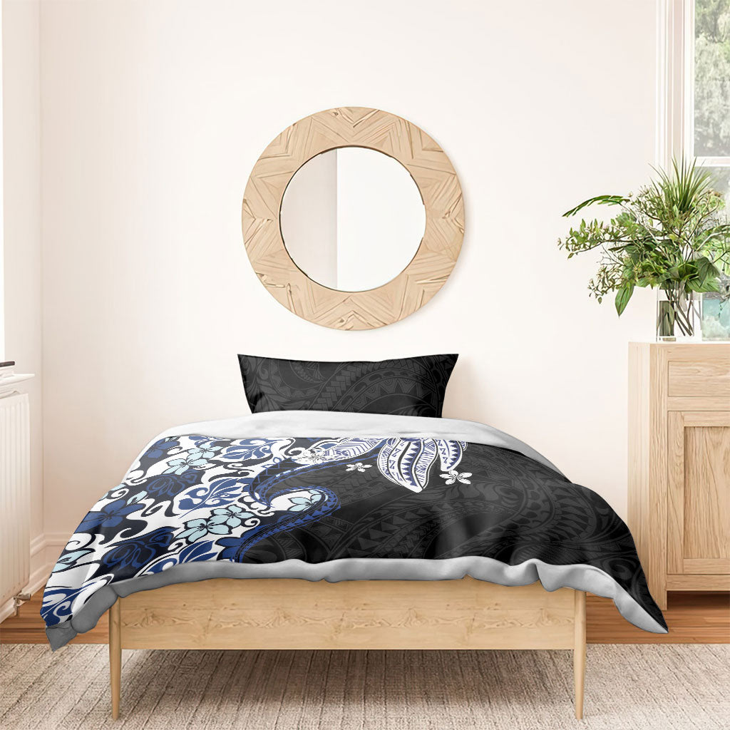 Monstera Plumeria Flowers Blue Bedding Set Polynesian Pattern LT01 - Polynesian Pride