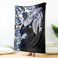 Monstera Plumeria Flowers Blue Blanket Polynesian Pattern LT01 - Polynesian Pride
