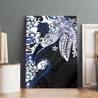 Monstera Plumeria Flowers Blue Canvas Wall Art Polynesian Pattern LT01 - Polynesian Pride
