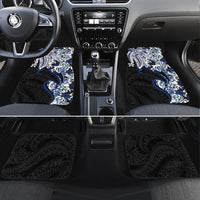 Monstera Plumeria Flowers Blue Car Mats Polynesian Pattern LT01 Set 4pcs Blue - Polynesian Pride