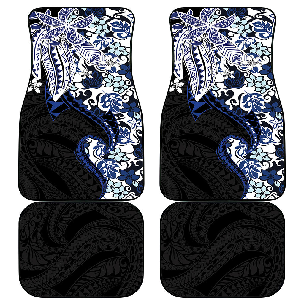 Monstera Plumeria Flowers Blue Car Mats Polynesian Pattern LT01 - Polynesian Pride