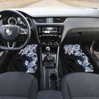 Monstera Plumeria Flowers Blue Car Mats Polynesian Pattern LT01 Set 2pcs - Front Blue - Polynesian Pride