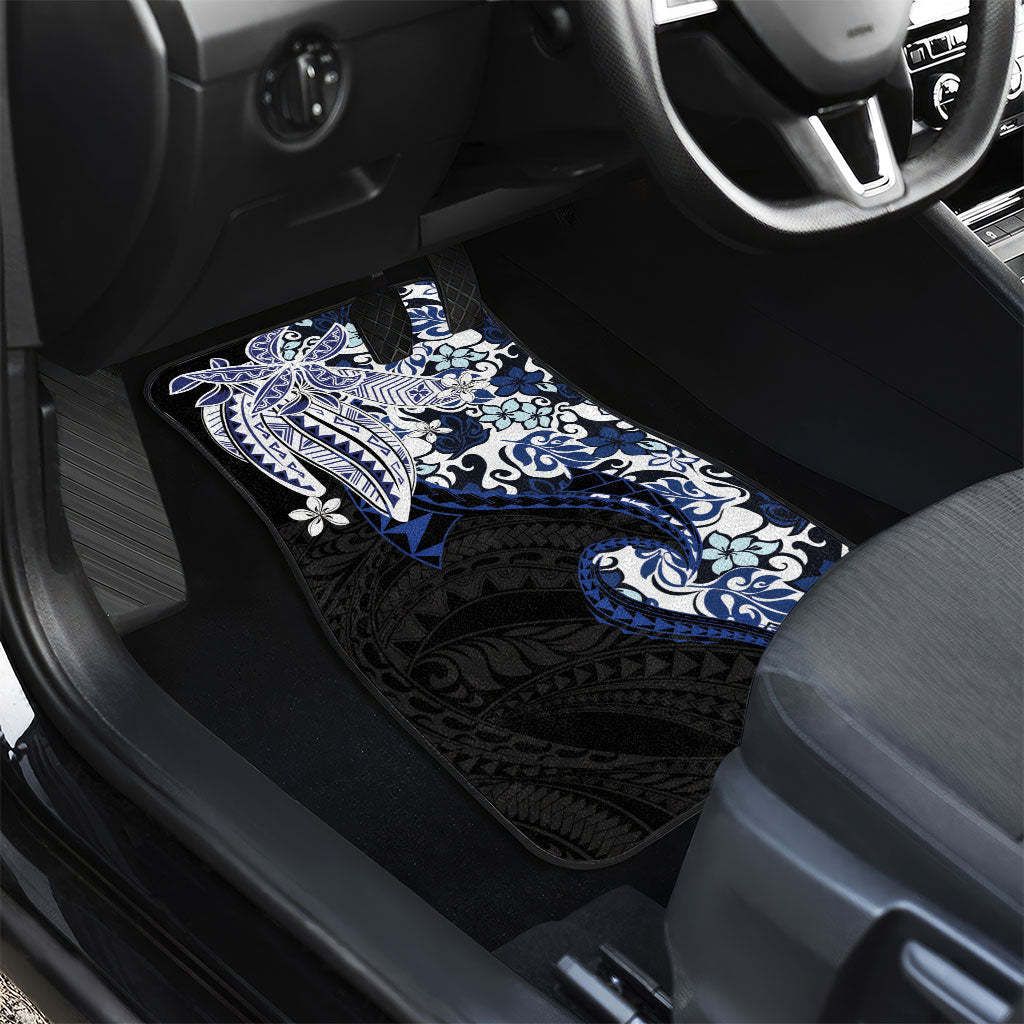 Monstera Plumeria Flowers Blue Car Mats Polynesian Pattern LT01 - Polynesian Pride