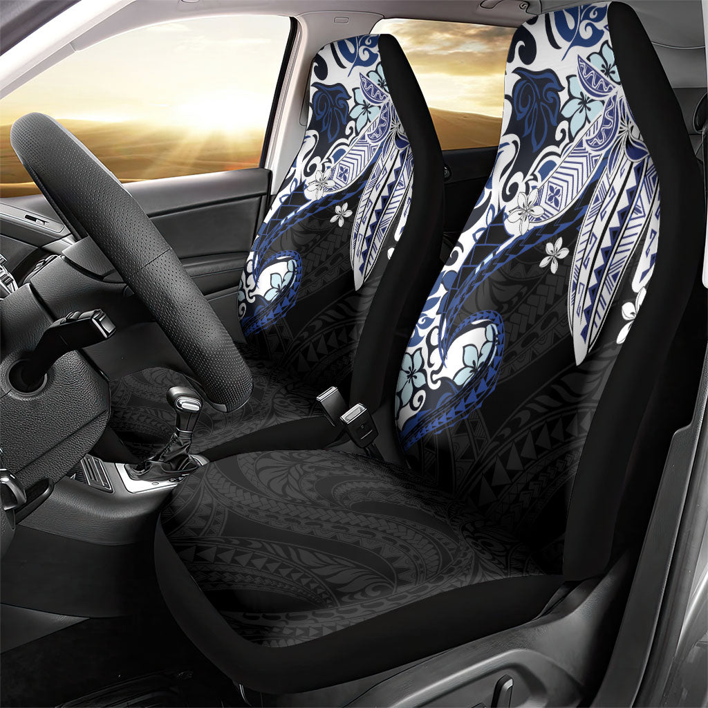 Monstera Plumeria Flowers Blue Car Seat Cover Polynesian Pattern LT01 - Polynesian Pride