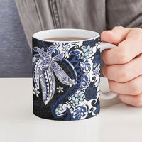 Monstera Plumeria Flowers Blue Ceramic Mug Polynesian Pattern LT01 - Polynesian Pride