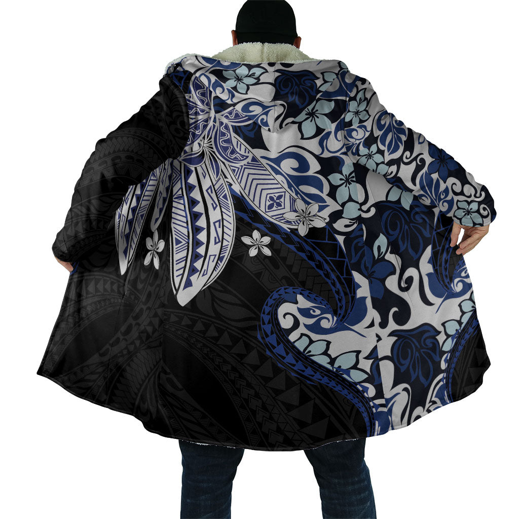 Monstera Plumeria Flowers Blue Cloak Polynesian Pattern LT01 - Polynesian Pride