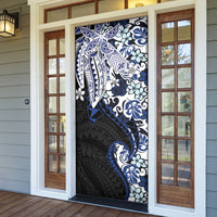 Monstera Plumeria Flowers Blue Door Cover Polynesian Pattern