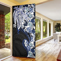 Monstera Plumeria Flowers Blue Door Cover Polynesian Pattern