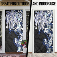 Monstera Plumeria Flowers Blue Door Cover Polynesian Pattern