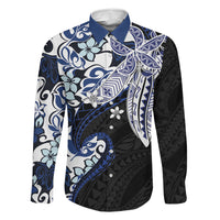 Monstera Plumeria Flowers Blue Family Matching Short Sleeve Bodycon Dress and Hawaiian Shirt Polynesian Pattern