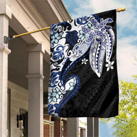 Monstera Plumeria Flowers Blue Garden Flag Polynesian Pattern LT01 House Flag Blue - Polynesian Pride