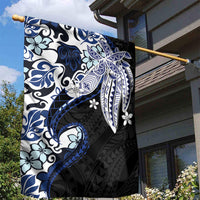 Monstera Plumeria Flowers Blue Garden Flag Polynesian Pattern LT01 - Polynesian Pride