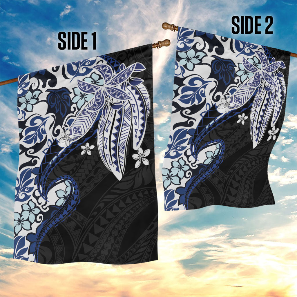 Monstera Plumeria Flowers Blue Garden Flag Polynesian Pattern LT01 - Polynesian Pride
