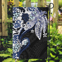 Monstera Plumeria Flowers Blue Garden Flag Polynesian Pattern LT01 Garden Flag Blue - Polynesian Pride