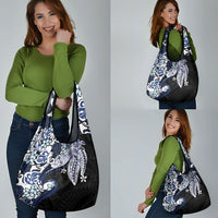 Monstera Plumeria Flowers Blue Grocery Bag Polynesian Pattern LT01 - Polynesian Pride