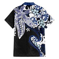 Monstera Plumeria Flowers Blue Hawaiian Shirt Polynesian Pattern