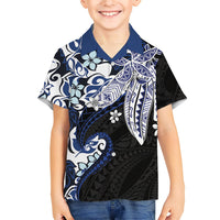 Monstera Plumeria Flowers Blue Hawaiian Shirt Polynesian Pattern