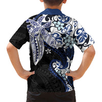Monstera Plumeria Flowers Blue Hawaiian Shirt Polynesian Pattern