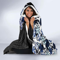 Monstera Plumeria Flowers Blue Hooded Blanket Polynesian Pattern LT01 - Polynesian Pride