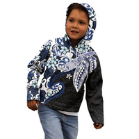 Monstera Plumeria Flowers Blue Kid Hoodie Polynesian Pattern LT01 - Polynesian Pride