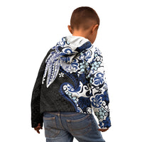 Monstera Plumeria Flowers Blue Kid Hoodie Polynesian Pattern LT01 - Polynesian Pride
