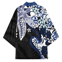 Monstera Plumeria Flowers Blue Kimono Polynesian Pattern LT01 - Polynesian Pride