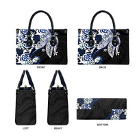 Monstera Plumeria Flowers Blue Leather Bag Polynesian Pattern LT01 - Polynesian Pride