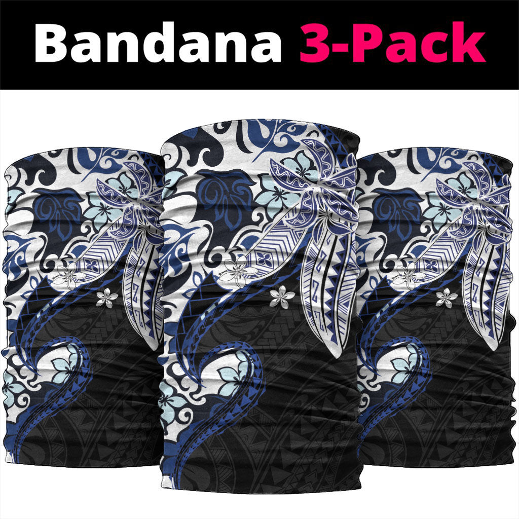 Monstera Plumeria Flowers Blue Neck Gaiter Polynesian Pattern LT01 package One Size: 25*50cm Blue - Polynesian Pride