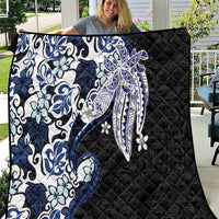 Monstera Plumeria Flowers Blue Quilt Polynesian Pattern LT01 Blue - Polynesian Pride
