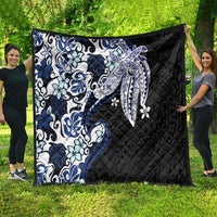 Monstera Plumeria Flowers Blue Quilt Polynesian Pattern LT01 - Polynesian Pride