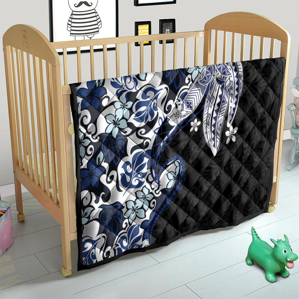 Monstera Plumeria Flowers Blue Quilt Polynesian Pattern LT01 - Polynesian Pride