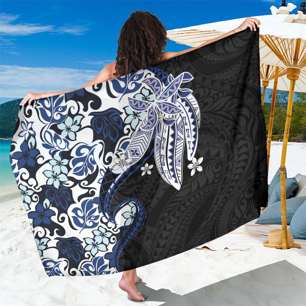 Monstera Plumeria Flowers Blue Sarong Polynesian Pattern LT01 One Size 44 x 66 inches Blue - Polynesian Pride