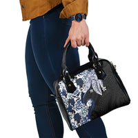 Monstera Plumeria Flowers Blue Shoulder Handbag Polynesian Pattern LT01 - Polynesian Pride