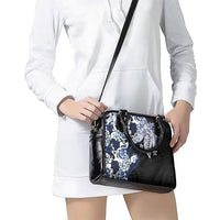 Monstera Plumeria Flowers Blue Shoulder Handbag Polynesian Pattern LT01 - Polynesian Pride