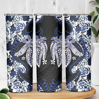 Monstera Plumeria Flowers Blue Skinny Tumbler Polynesian Pattern LT01 - Polynesian Pride
