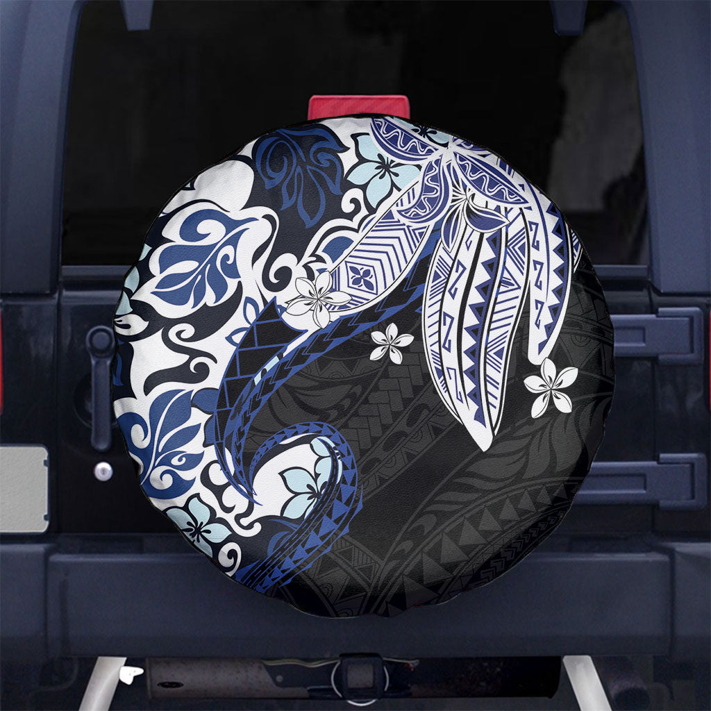 Monstera Plumeria Flowers Blue Spare Tire Cover Polynesian Pattern LT01 No hole Blue - Polynesian Pride