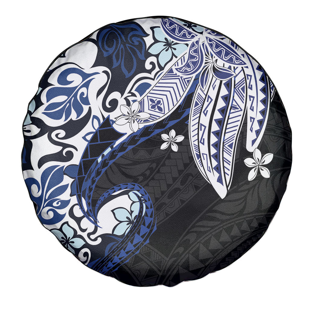 Monstera Plumeria Flowers Blue Spare Tire Cover Polynesian Pattern LT01 - Polynesian Pride