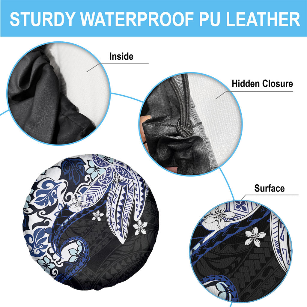 Monstera Plumeria Flowers Blue Spare Tire Cover Polynesian Pattern LT01 - Polynesian Pride