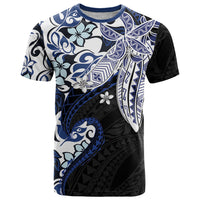 Monstera Plumeria Flowers Blue T Shirt Polynesian Pattern LT01 Blue - Polynesian Pride