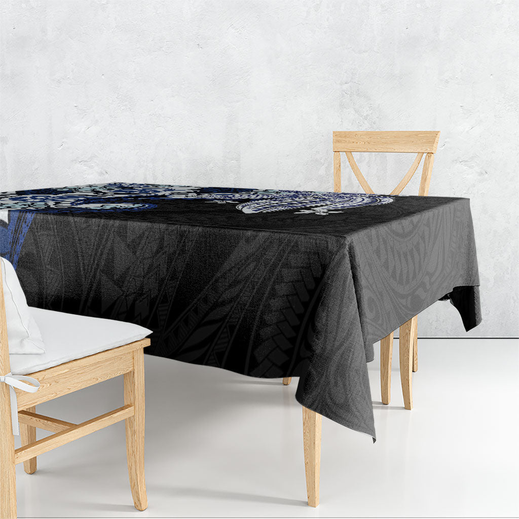 Monstera Plumeria Flowers Blue Tablecloth Polynesian Pattern LT01 - Polynesian Pride