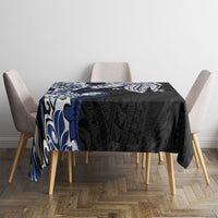 Monstera Plumeria Flowers Blue Tablecloth Polynesian Pattern LT01 - Polynesian Pride