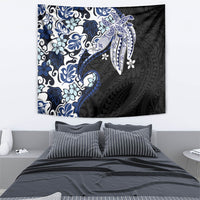 Monstera Plumeria Flowers Blue Tapestry Polynesian Pattern LT01 - Polynesian Pride