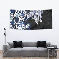 Monstera Plumeria Flowers Blue Tapestry Polynesian Pattern LT01 - Polynesian Pride