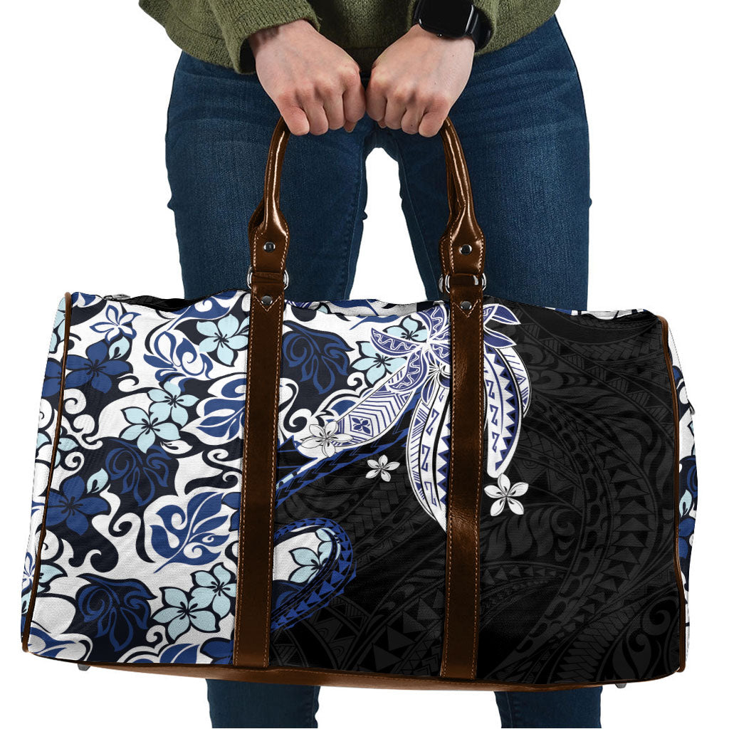 Monstera Plumeria Flowers Blue Travel Bag Polynesian Pattern LT01 Blue - Polynesian Pride