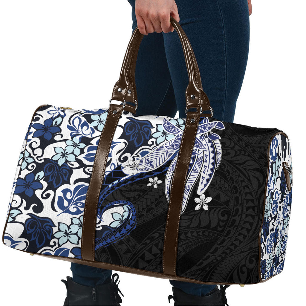 Monstera Plumeria Flowers Blue Travel Bag Polynesian Pattern LT01 - Polynesian Pride