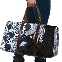 Monstera Plumeria Flowers Blue Travel Bag Polynesian Pattern LT01 - Polynesian Pride