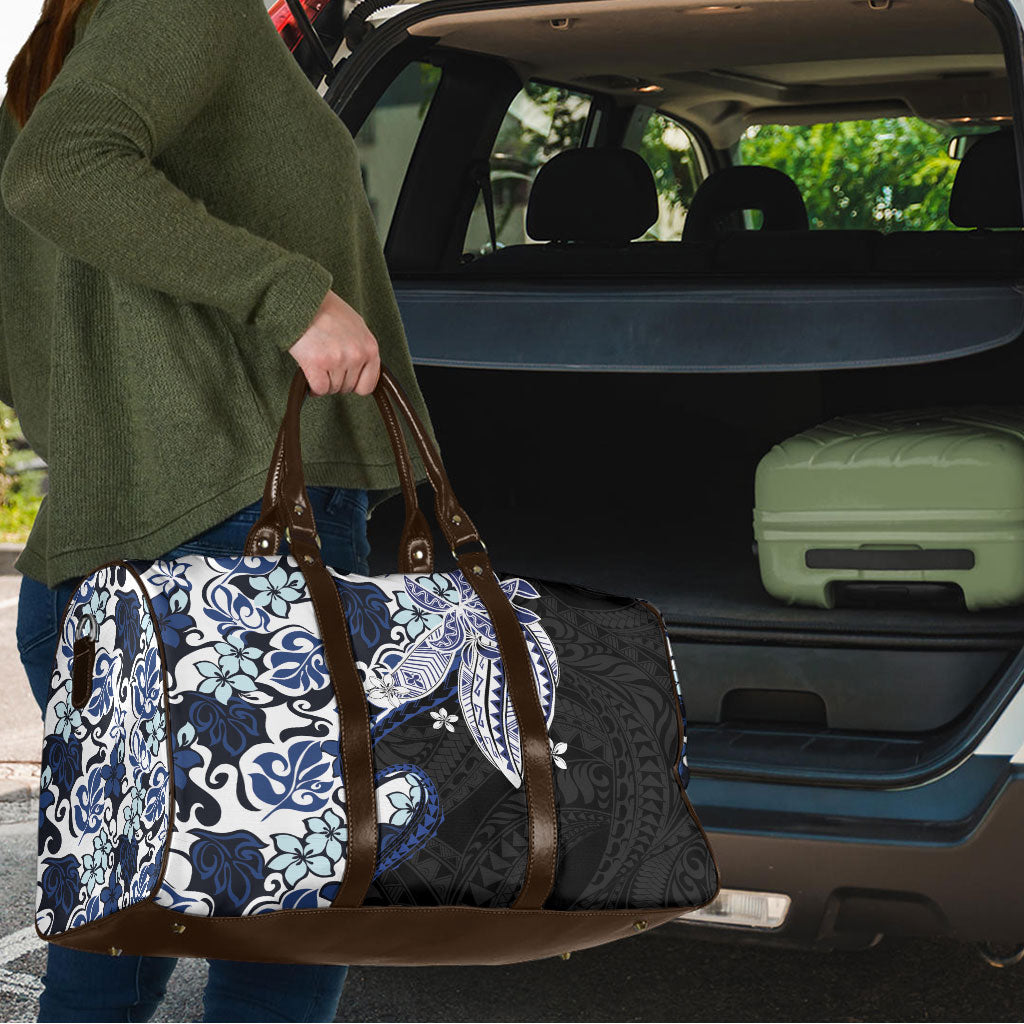 Monstera Plumeria Flowers Blue Travel Bag Polynesian Pattern LT01 - Polynesian Pride