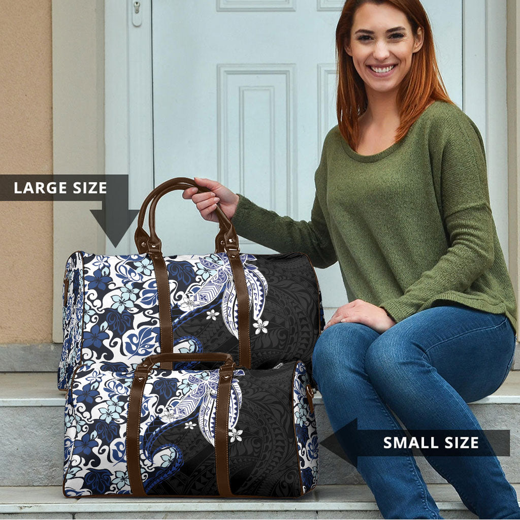 Monstera Plumeria Flowers Blue Travel Bag Polynesian Pattern LT01 - Polynesian Pride